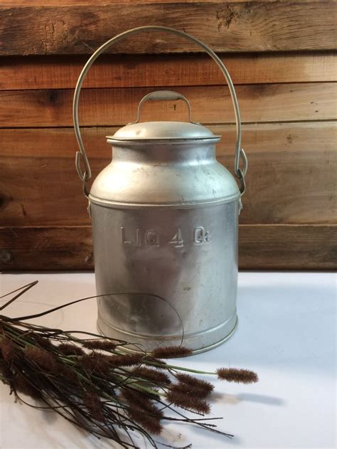 Milk Can 1920s Galvanized 4 Qt Milk Can Or Cream Can Farm Etsy Milk Cans Mason Jar Lamp