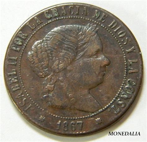 1867 ISABEL II 5 CENTIMOS DE ESCUDO BARCELONA Monedalia Es