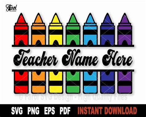 Crayon Monogram Svg Teacher Name Svg File For Cricut Etsy