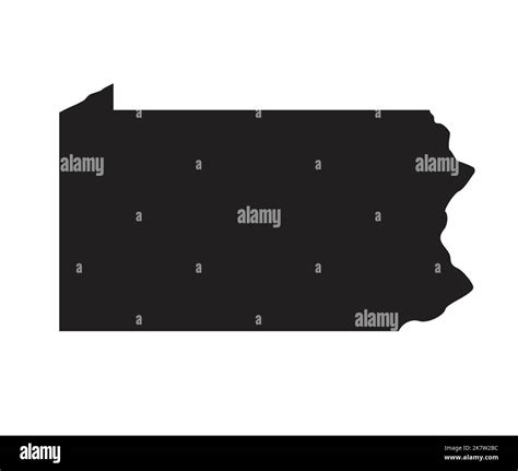 Pennsylvania PA state shape map silhouette border simplified USA vector ...