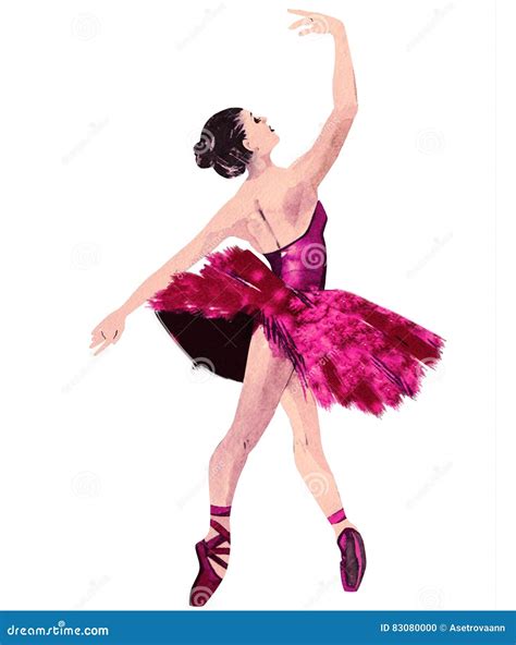 Watercolor Ballerina Hand Painted Ballet Dancer Illustration Stock