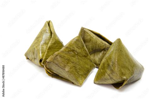 Sticky rice steamed in banana leaf, Thai dessert Stock Photo | Adobe Stock