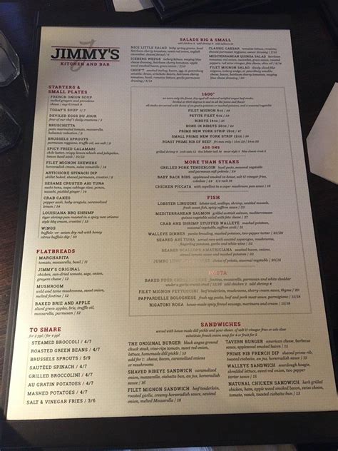 Menu At Jimmy S Kitchen And Bar Minnetonka