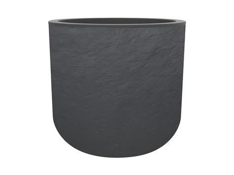 Pot De Fleurs Rond En Plastique Eda Volcania Up Anthracite Cm