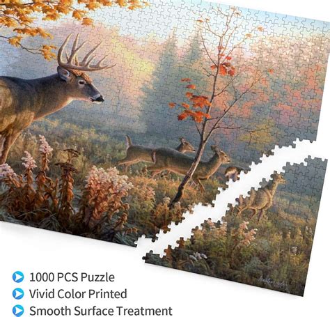 Wild Animals Jigsaw Puzzles 1000 Pieces,Whitetail Deer,Large Family Puzzle Game Artwork For ...