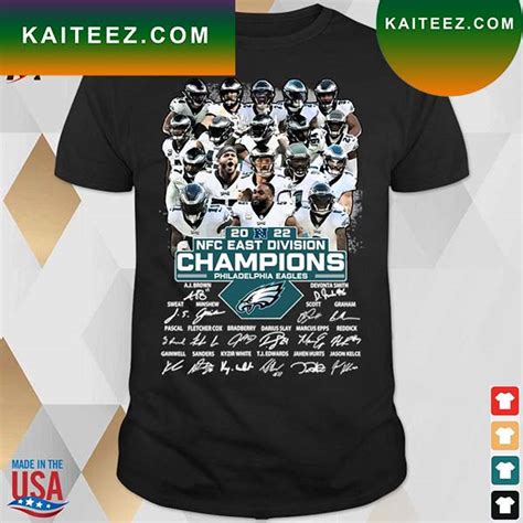 Official 2022 Nfc East Champions Philadelphia Eagles Signatures T-Shirt ...