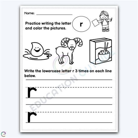 Lowercase Letter R Writing Practice Coloring Page