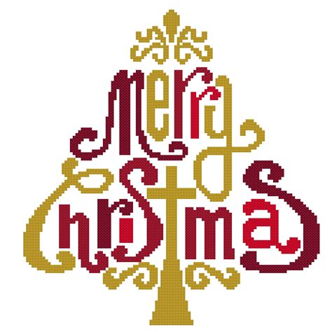 Merry Christmas Cross Stitch Pattern Handmade Wall Art Modern Etsy