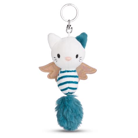 NICI Guardian Angel Cat Keyring Teal Stripes Plushpaws Co Uk