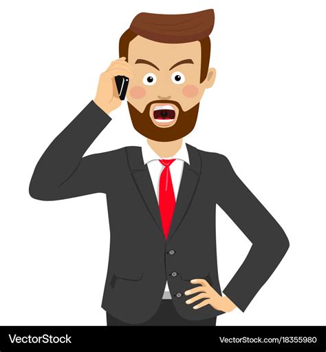 Angry Businessman Talking On The Phone Royalty Free Vector