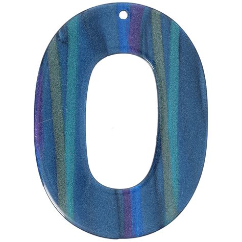 Pendentif ovale évidé en acetate opaque 47x34 mm Rayé Multi bleu