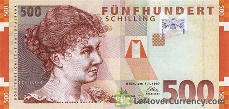 500 Austrian Schilling Rosa Mayreder Exchange Yours For Cash