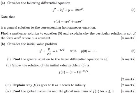 Solved A Consider The Following Differential Equation Y