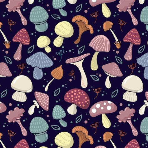 Free Vector Hand Drawn Mushroom Pattern