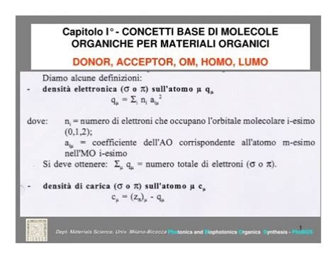 Cap 1 Concetti Base Di Molecole Organiche