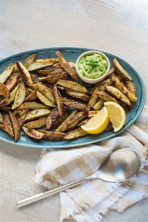 Greek Inspired Lemon Potato Wedges With Green Goddess Dip Canadas Food Island