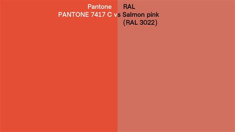 Pantone 7417 C Vs Ral Salmon Pink Ral 3022 Side By Side Comparison