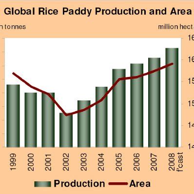 Global Rice Paddy Production And Area Adapted From FAO Rice Market