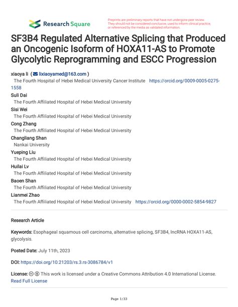 PDF SF3B4 Regulated Alternative Splicing That Produced An Oncogenic