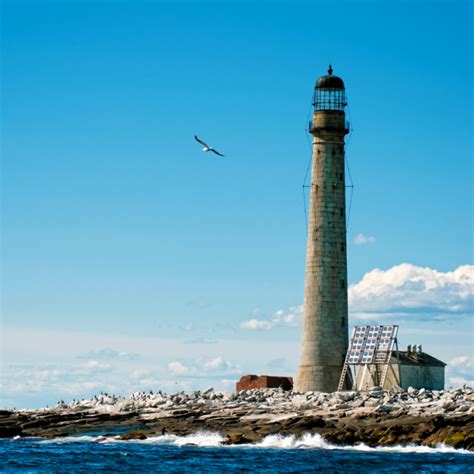 Boon Island Lighthouse At Low Tide In Maine On A Summer Day It Is The