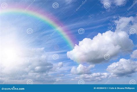 Rainbow On Blue Sky Background Royalty-Free Stock Image | CartoonDealer ...