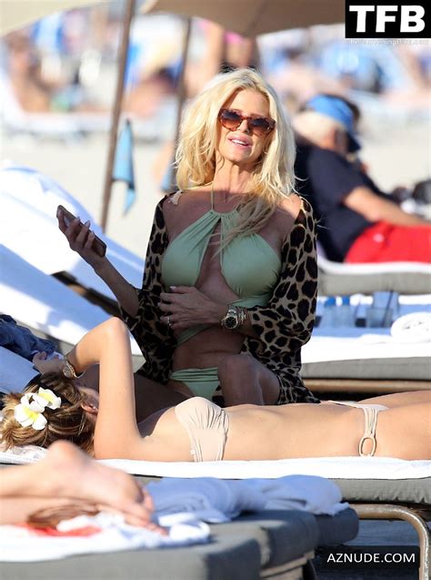 Victoria Silvstedt Shows Off Her Sexy Figure In A Green Bikini On The Beach In Miami AZNude