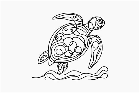 Sea Turtle Line Drawing Graphic by BerriDesign · Creative Fabrica