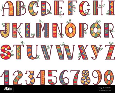 Tribal Style Ethnic Alphabet African Decorative Native Letters And