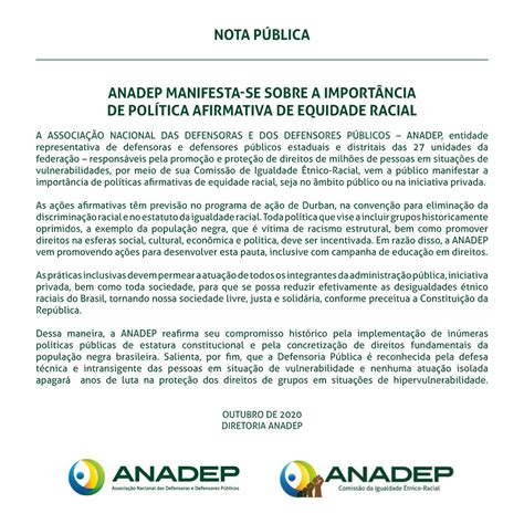 Nota P Blica Anadep Manifesta Se Sobre A Import Ncia De Pol Tica