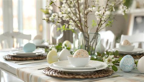 Premium Photo Interior Of Dining Room With Table Served For Easter