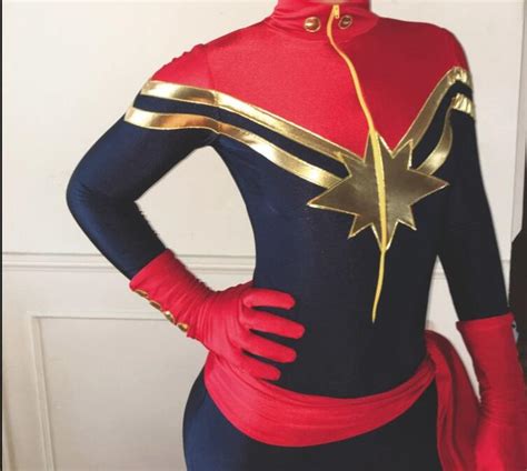 Women Mscaptain Carol Danvers Superhero Costume Spandex Zentai Suit For Halloween Party Cosplay