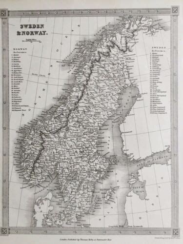 1834 Antique Map Sweden Norway Alexander Findlay EBay