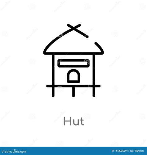 Outline Hut Vector Icon Isolated Black Simple Line Element