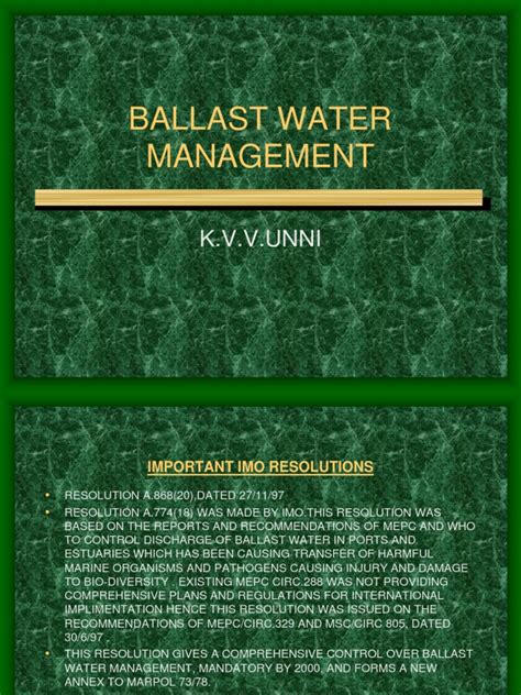 Ballast Water Management Ppt 2 Pdf