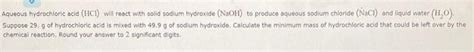 Solved Aqueous hydrochloric acid ( HCl) will react with | Chegg.com