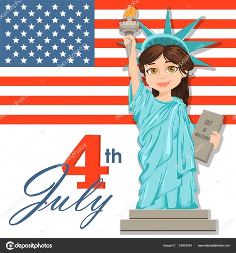 Statue Of Liberty July 4th Independence Day Cute Cartoon Stylized