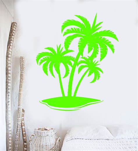 Vinyl Wall Decal Palm Tree Island Beach Style Nature Holiday Stickers