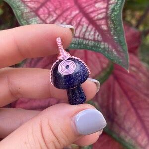 Crystal Mushroom Necklace Shroomie Pendant Wire Wrapped Gemstone