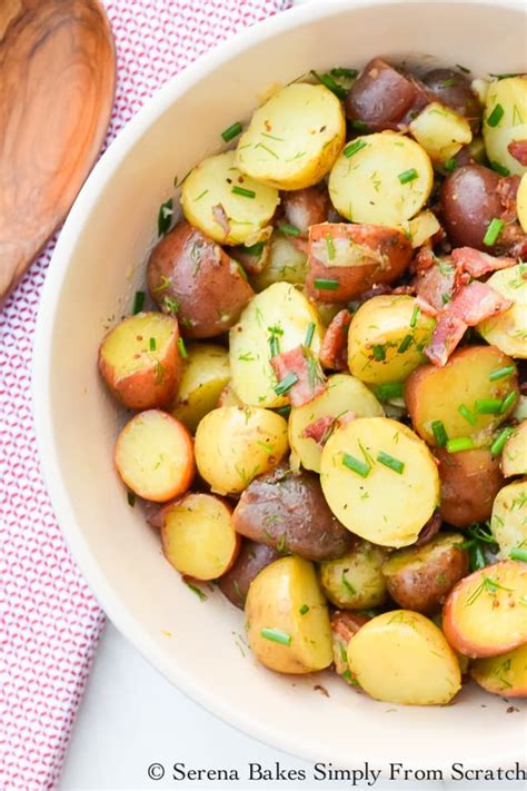 Tangy Warm Potato Salad With Bacon Serena Bakes Simply From Scratch