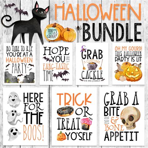 HALLOWEEN Pun Word Art/ Spooky Party Printables/ Haunted Celebration/ Ghost Event Decoration ...