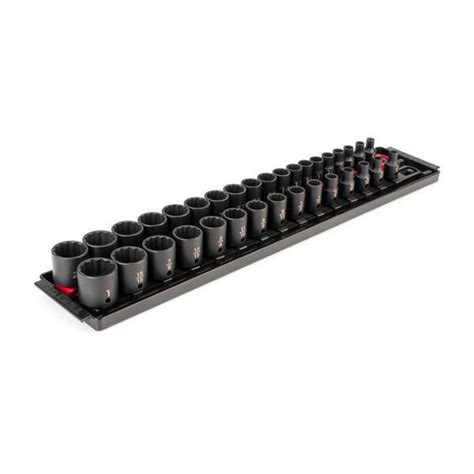 Tekton 38 In Drive 12 Point Impact Socket Set 34 Piece 14 1 In 6 24 Mm Rails