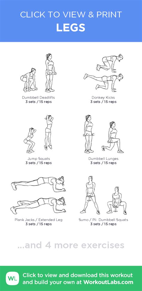 Legs Click To View And Print This Illustrated Exercise Plan Created