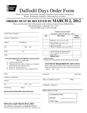 Fillable Online Main Acsevents Order Form Capital Adirondack