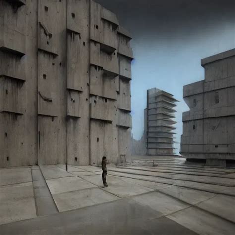 Sci Fi Concrete Brutalist Architecture Rutkowski Stable Diffusion