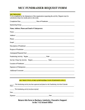 Fillable Online MCC FUNDRAISER REQUEST FORM Muskegon Fax Email Print