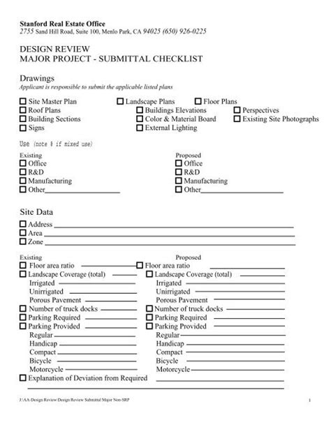 DESIGN REVIEW MAJOR PROJECT - SUBMITTAL CHECKLIST ...