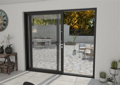 Part Q 2100mm Black Aluminium Sliding Doors Lh Sliding Rh Fixed