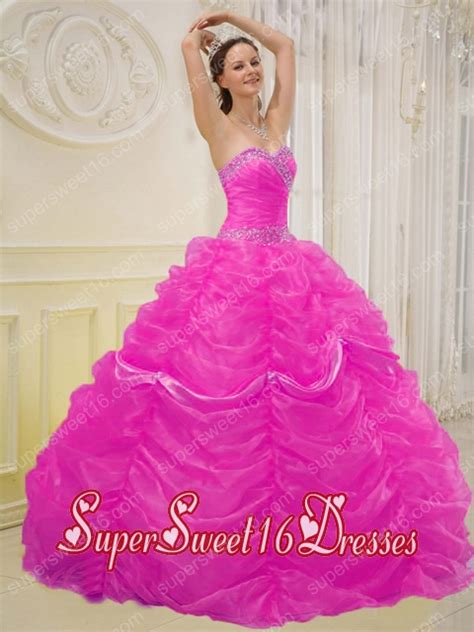 15th Birthday Party Dresses In Hot Pink With Beading And Pick Ups