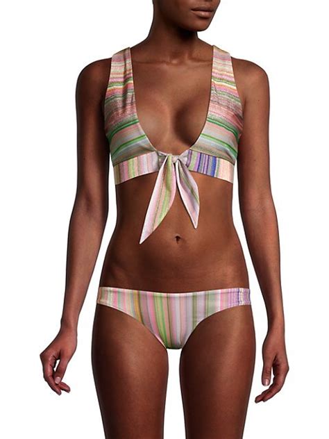 Shop Pq Metallic Stripe Tie Front Bikini Top Saks Fifth Avenue