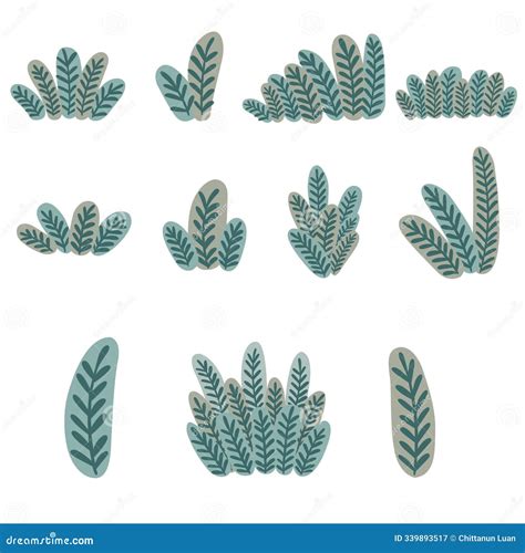 Abstract Fern Leaves Bush Illustration for Garden and Nature Landscape